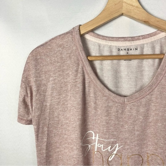 Danskin Light Pink Stay Happy Short Sleeve T-Shirt S - Picture 3 of 4